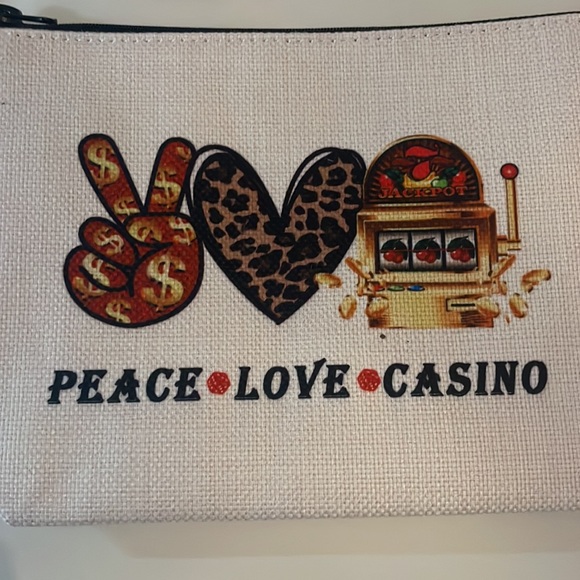 2/$12 Peace Love Casino Makeup Bag - Picture 4 of 11